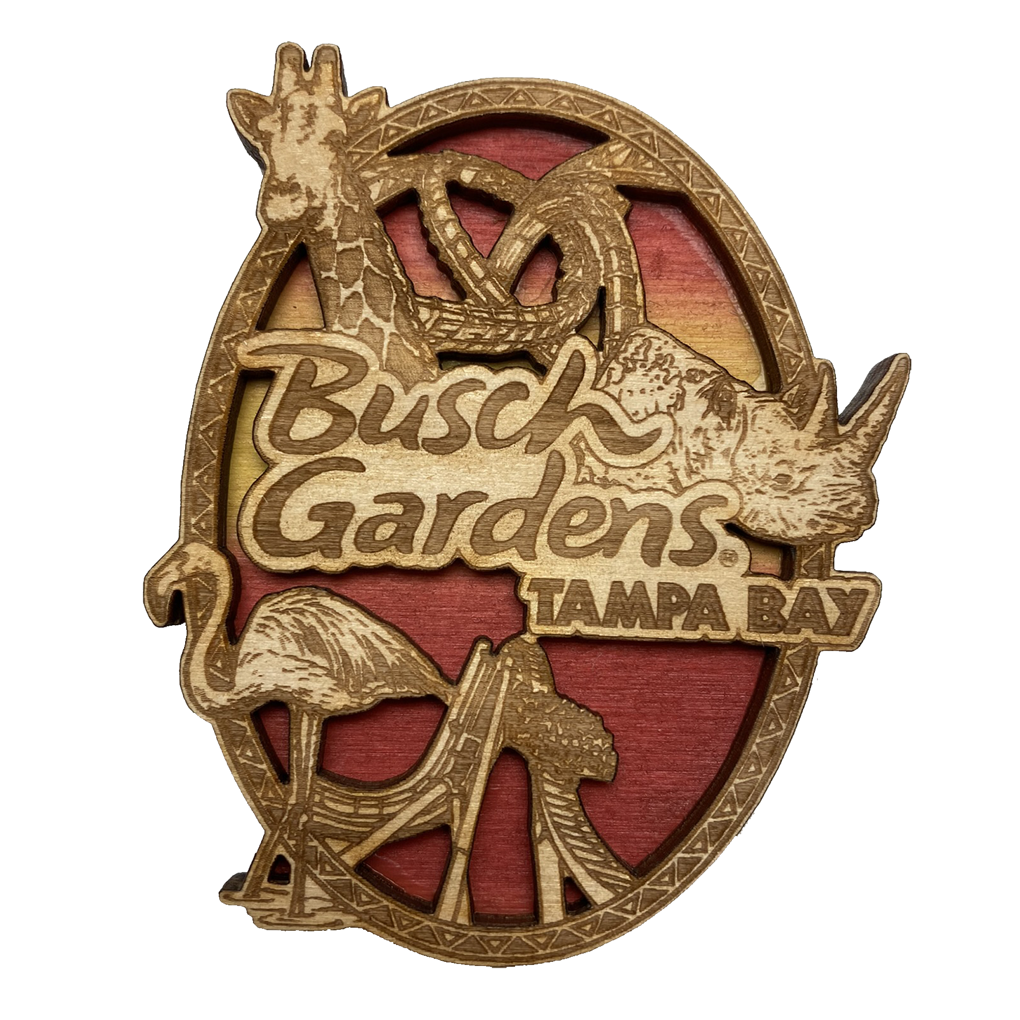 Busch Gardens Tampa Animal Collage Wooden Magnet
