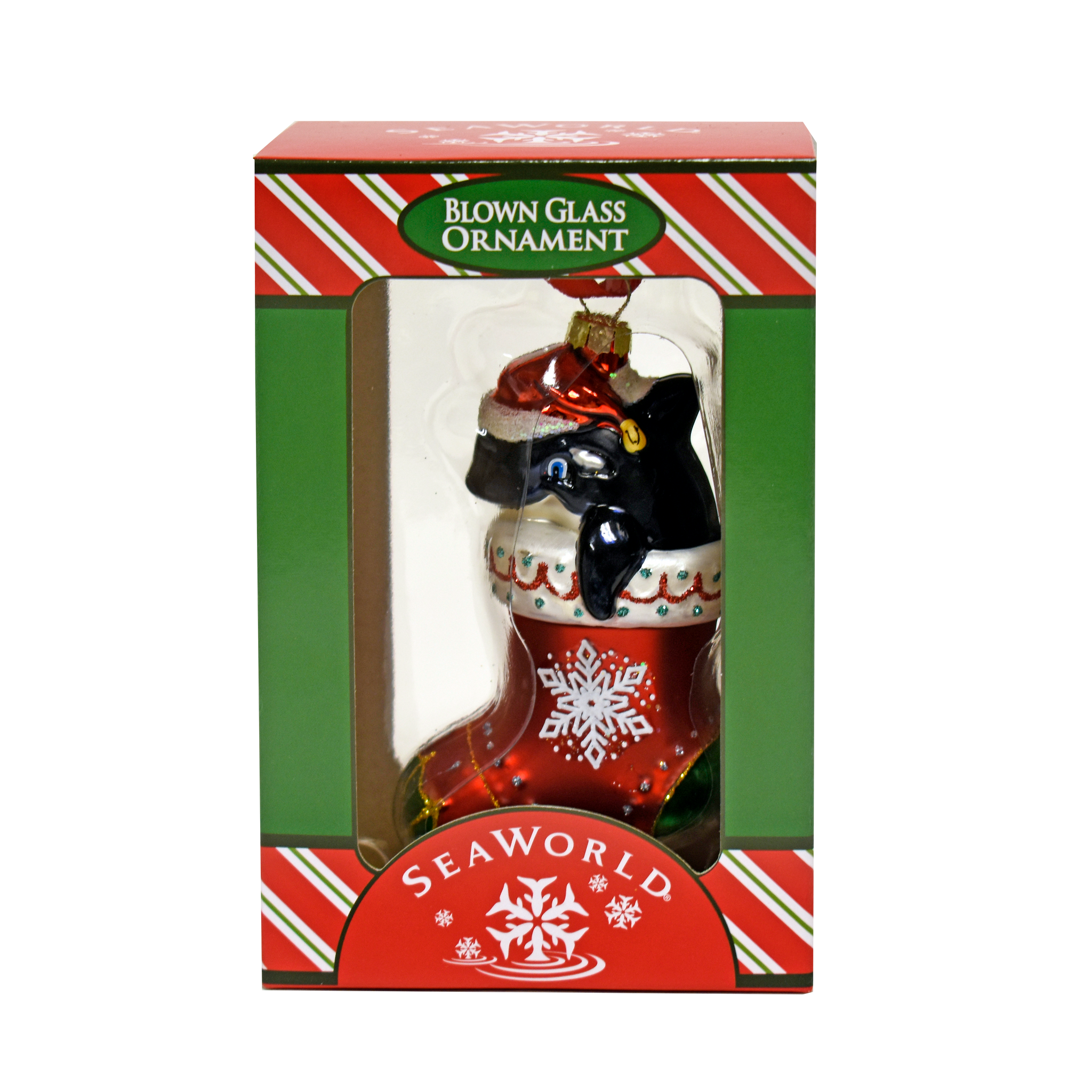 SeaWorld Whale Stocking Glass Ornament