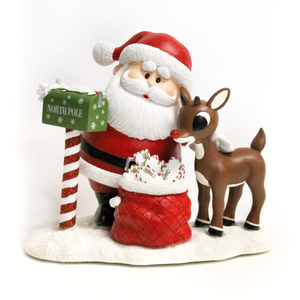 Rudolph The Red-Nosed Reindeer® Post Stamp Santa & Rudolph Mail Figurine