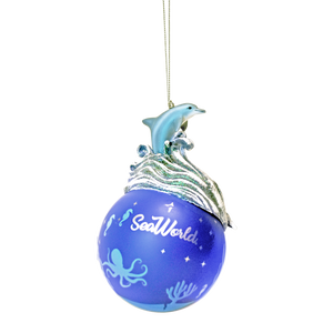 SeaWorld Dolphin Resin On Glass Ball Ornament
