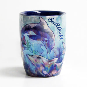SeaWorld Stained Glass Dolphin Shot Glass