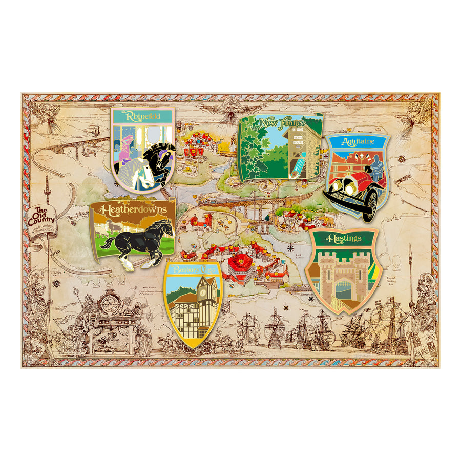 Busch Gardens Williamsburg Old Country Map 6 pc. Pin Set