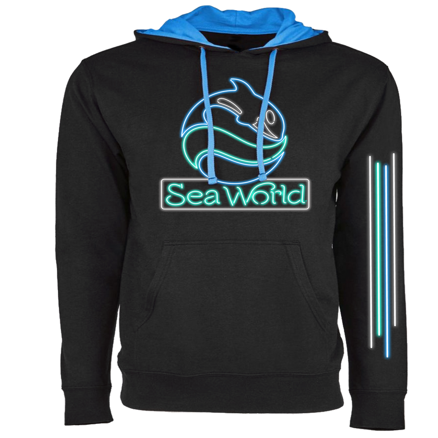 SeaWorld Neon Sign Black Pullover Hoodie Adult