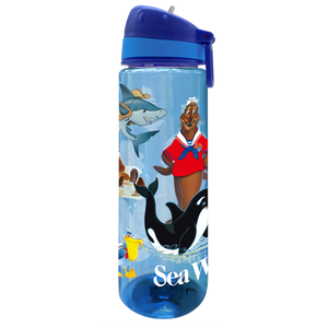 SeaWorld Shamu and Crew Water Bottle Blue 22 oz.