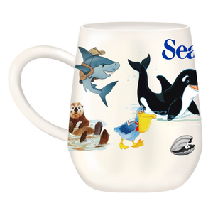 SeaWorld Shamu and Crew Milk Glass Mug